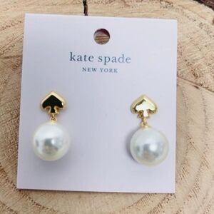 Kate Spade  Neq York Gold and White Pearl Drop Earrings